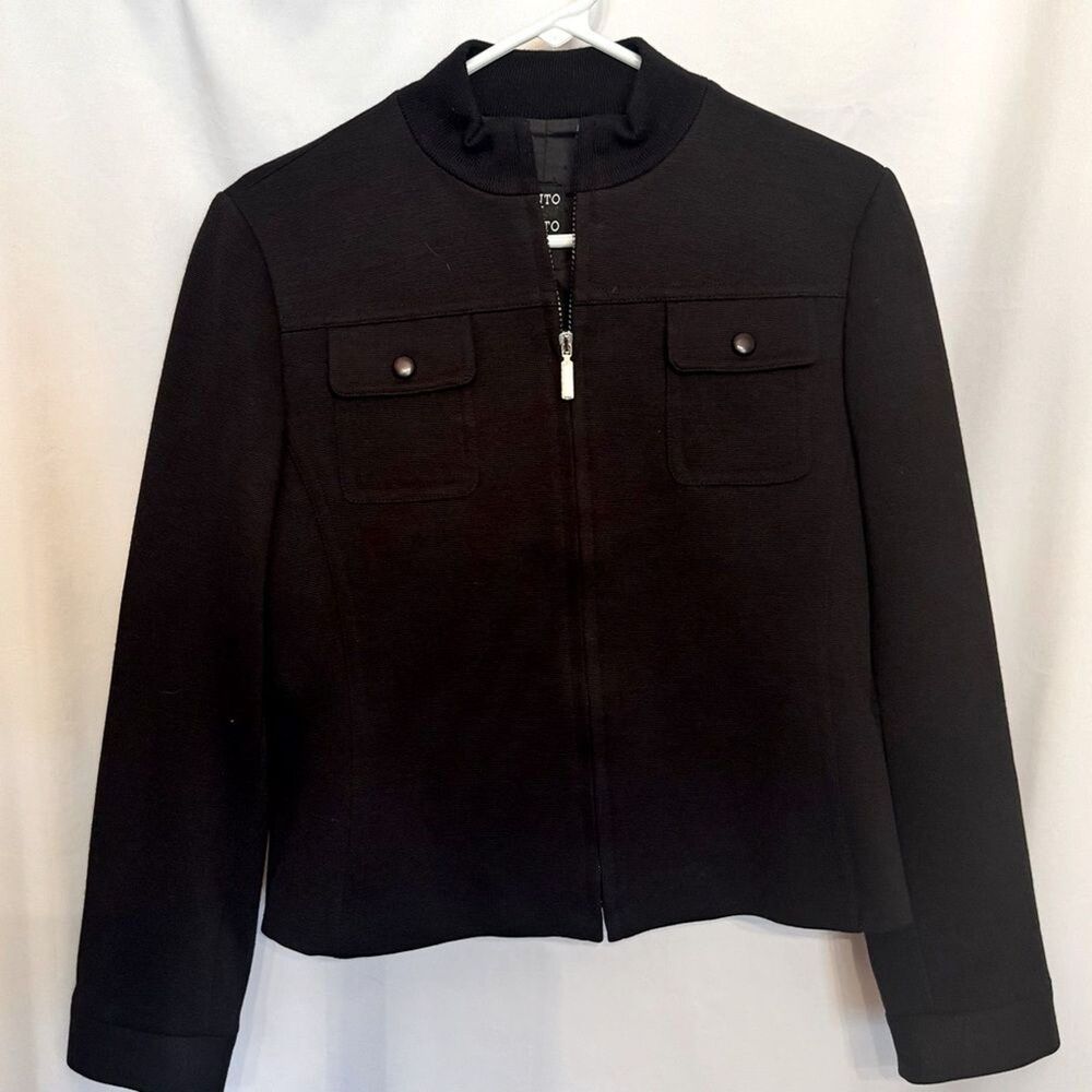 Cento x Cento Made in Italy Black Wool Blend Jacket Size IT 42 (US 6)